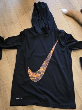 Nike Black Dri-FIT Hoodie with Orange Graphic Swoosh